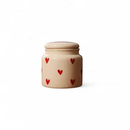 Handcrafted Ceramic Jar with Heart Design – 350ml | Artful Storage for Every Corner