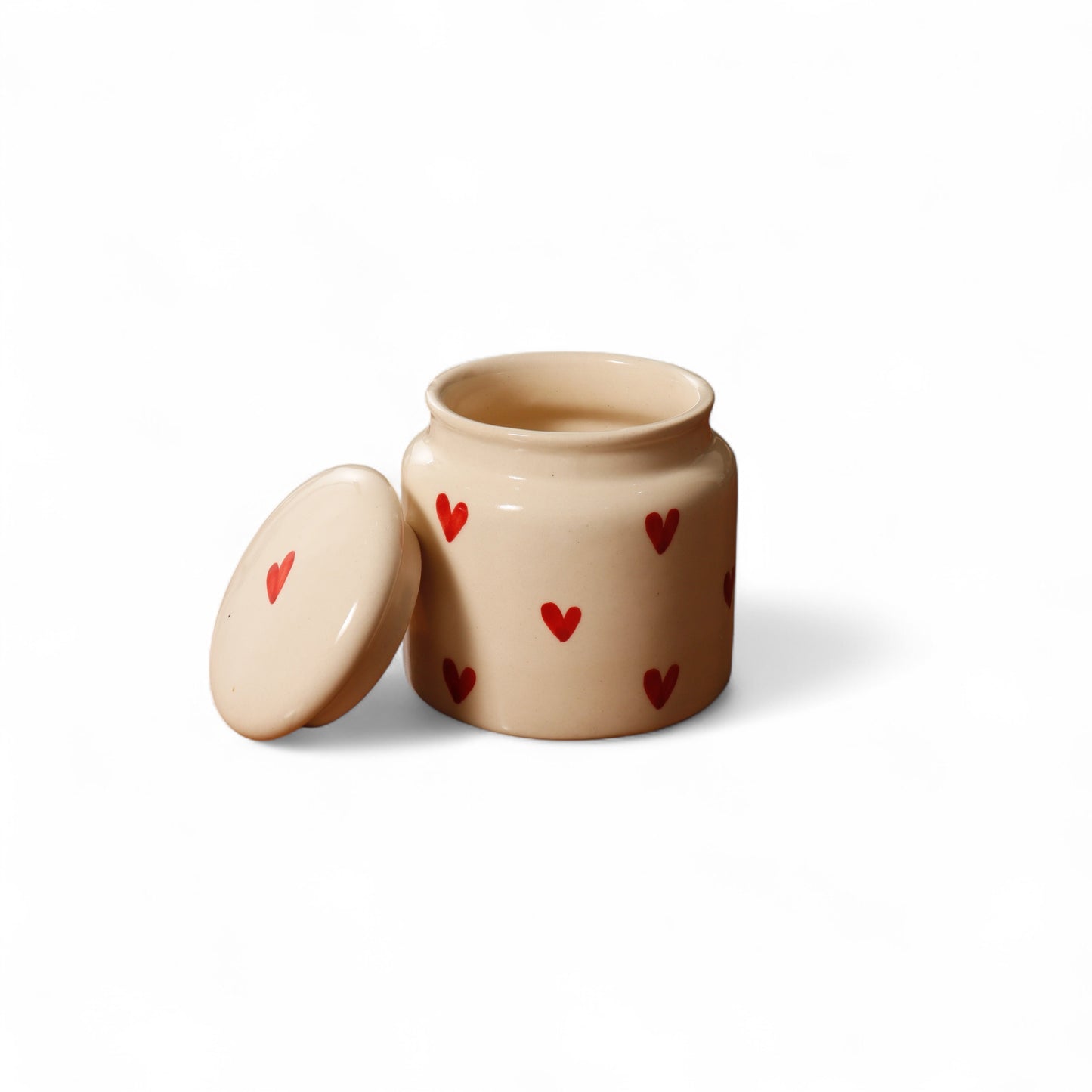 Handcrafted Ceramic Jar with Heart Design – 350ml | Artful Storage for Every Corner