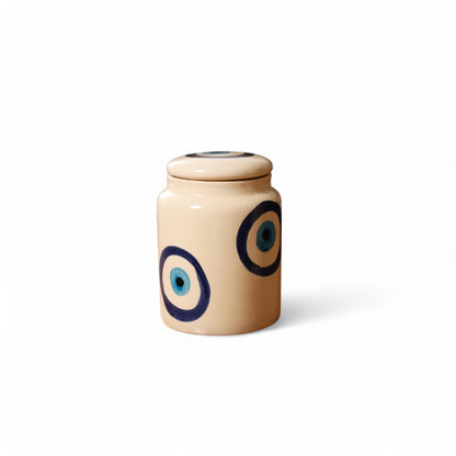 Handcrafted Evil Eye Ceramic Storage Jar – 400ml | Art Meets Purpose