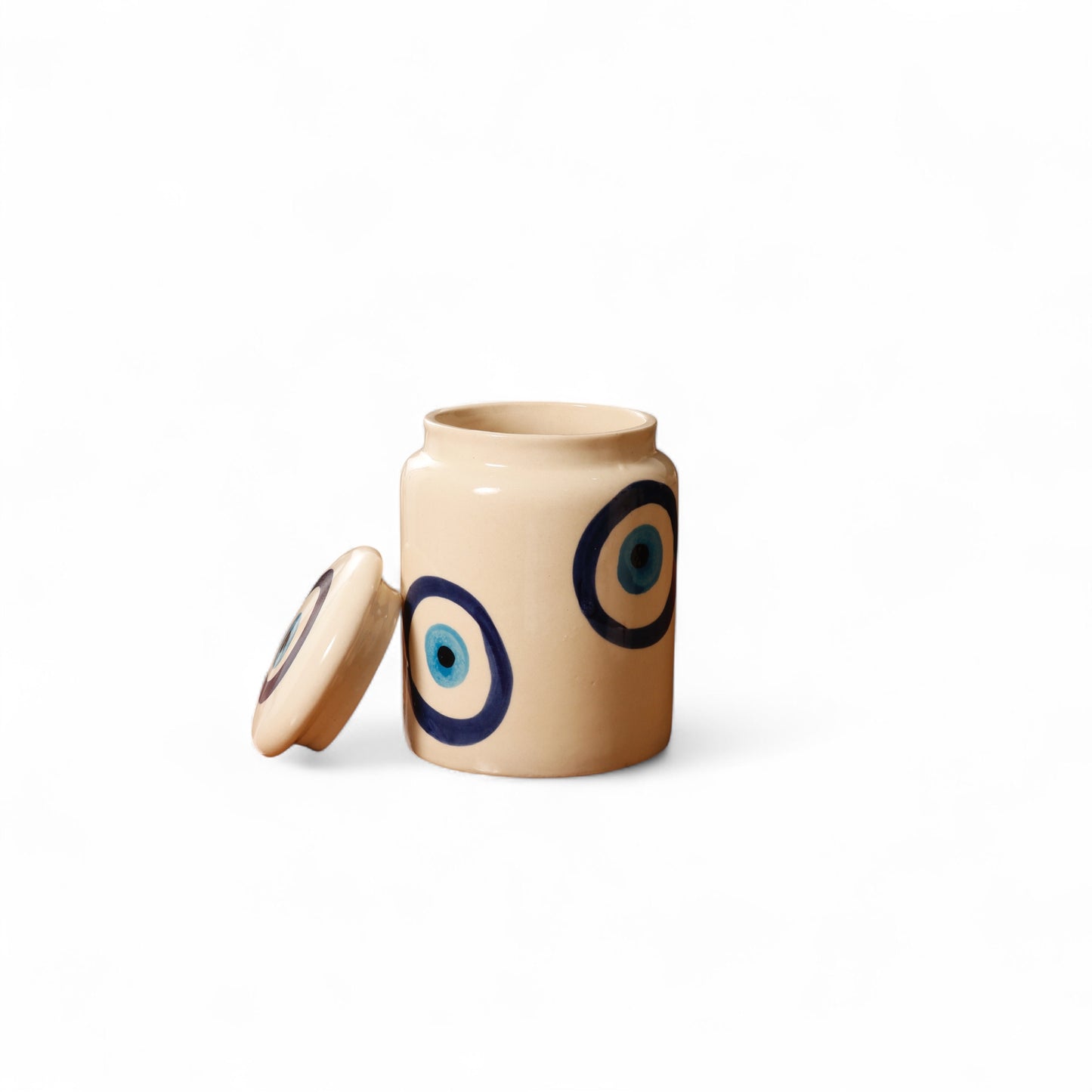 Handcrafted Evil Eye Ceramic Storage Jar – 400ml | Art Meets Purpose