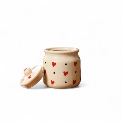 Cute Ceramic Jar with Lid – 750ml | For Sugar, Tea & Snacks