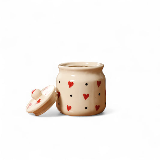 Cute Ceramic Jar with Lid – 750ml | For Sugar, Tea & Snacks