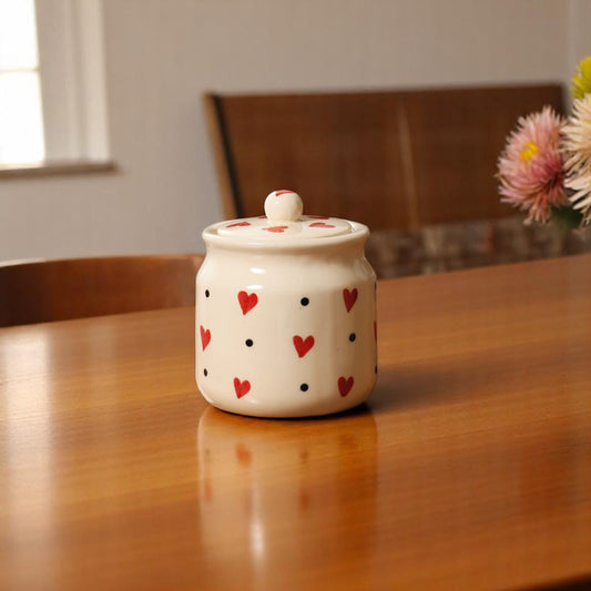 Cute Ceramic Jar with Lid – 250ml | Ideal for Sugar, Tea, or Snacks