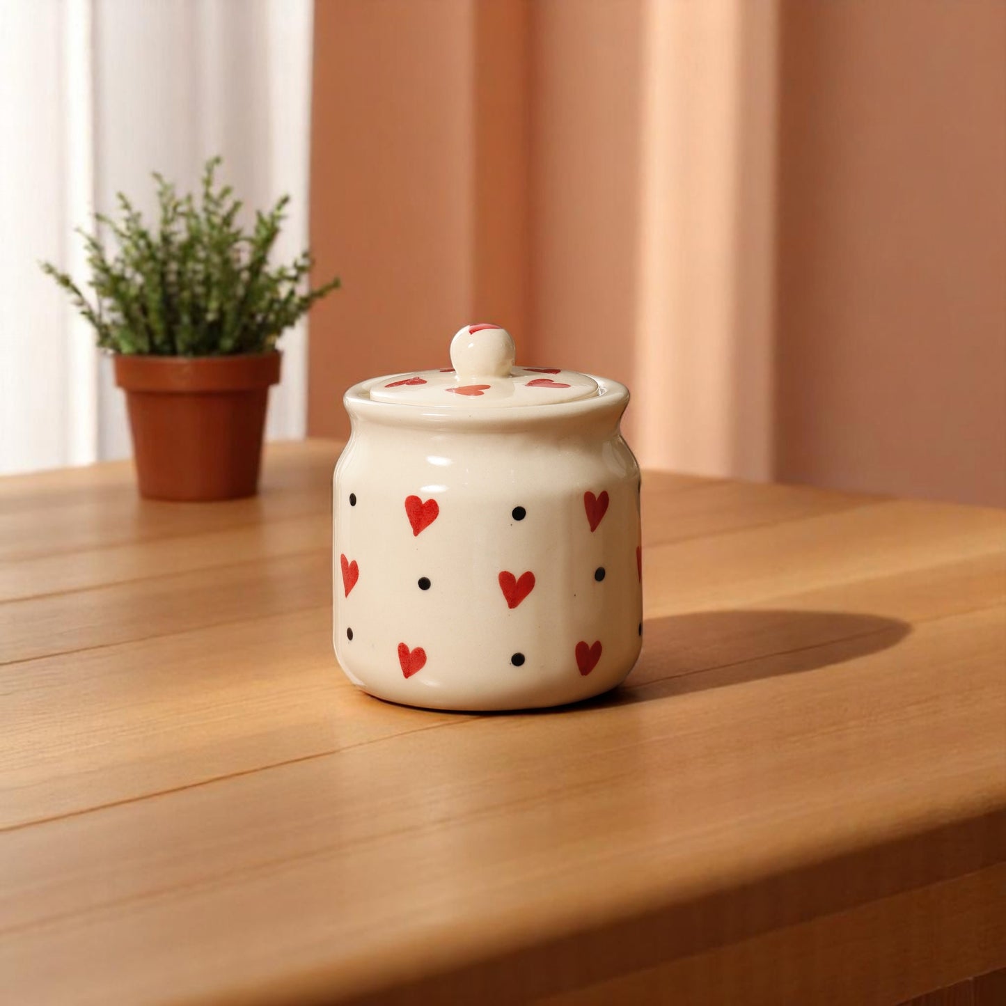 Cute Ceramic Jar with Lid – 750ml | For Sugar, Tea & Snacks