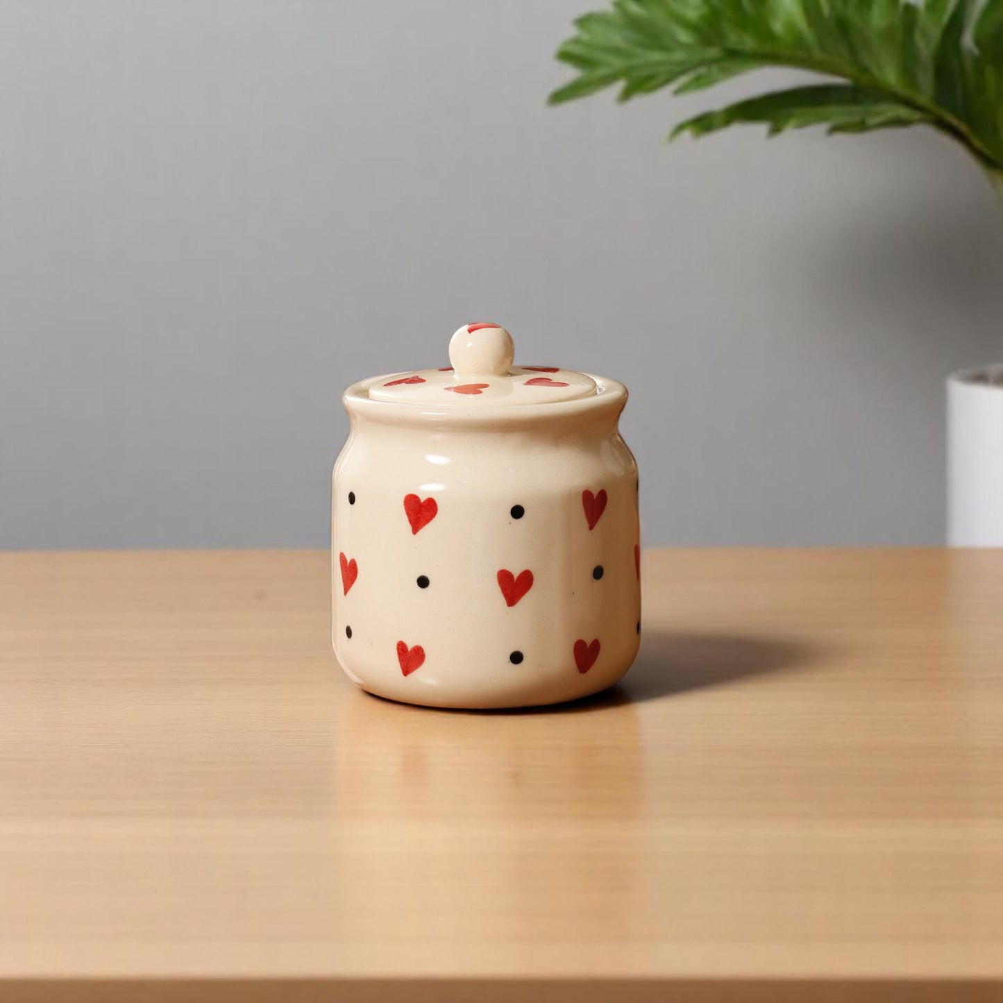 Cute Ceramic Jar with Lid – 750ml | For Sugar, Tea & Snacks