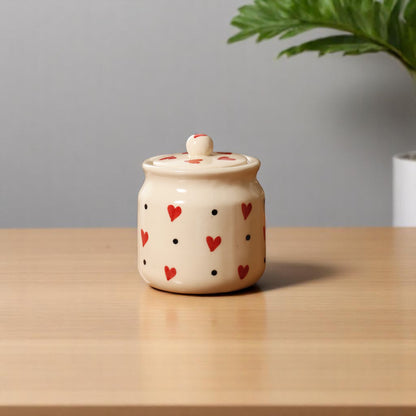 Cute Ceramic Jar with Lid – 750ml | For Sugar, Tea & Snacks