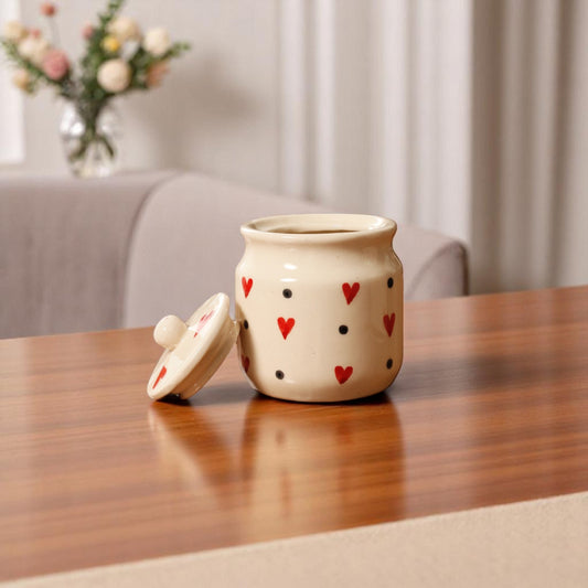 Cute Ceramic Jar with Lid – 250ml | Ideal for Sugar, Tea, or Snacks